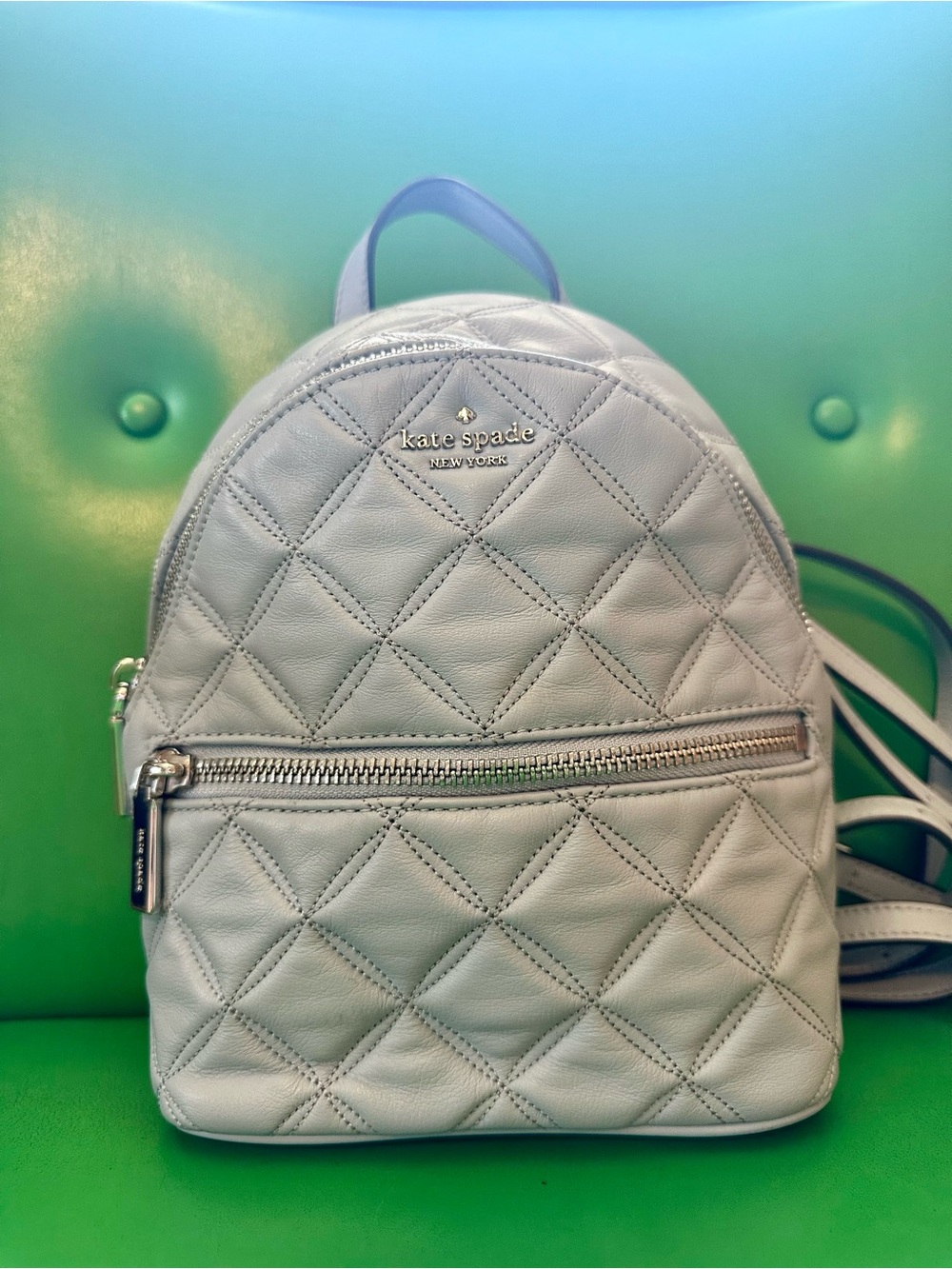 kate spade New York Quilted Leather Mini Backpack in Light Blue